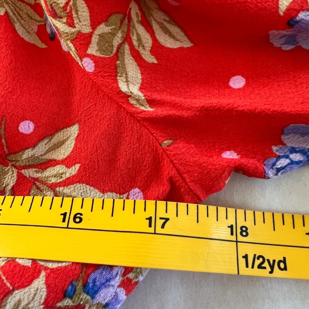 Zara Floral Mini Dress Wrap Long Sleeve Red Blue Polka‎ Dot M - Picture 11 of 12